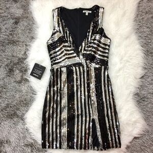 Charlotte Russe | Silver Black Sequin Dress